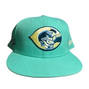Cincinnati Reds Beach Glass All Star Teal/Yellow Fitted Hat Cap | Size 8‎